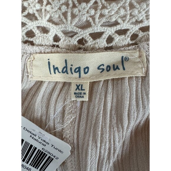 Indigo Soul Natural Rayon & Cotton Tunic With Crochet Yoke & Ruffle Hem X-Large - Picture 3 of 16